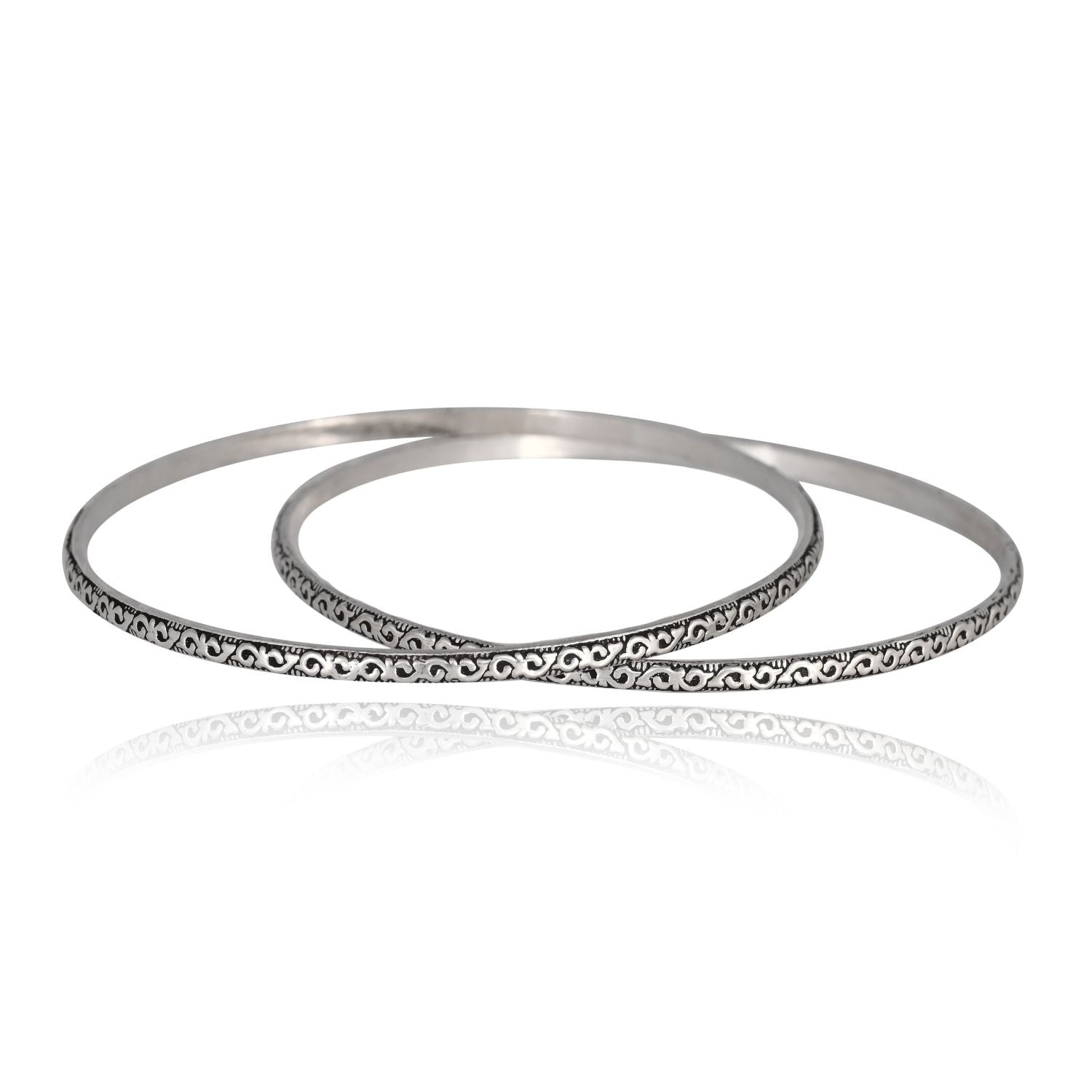 Silver Scallop-Edge Classic Bangles