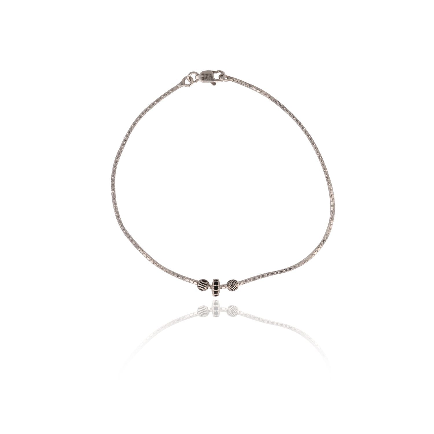 Traditional silver beaded anklets