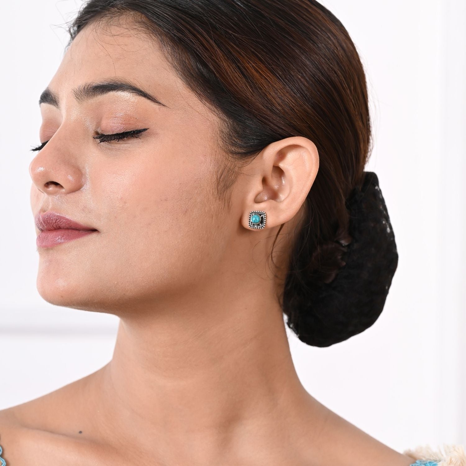 Antique Turquoise Square Stud Earrings