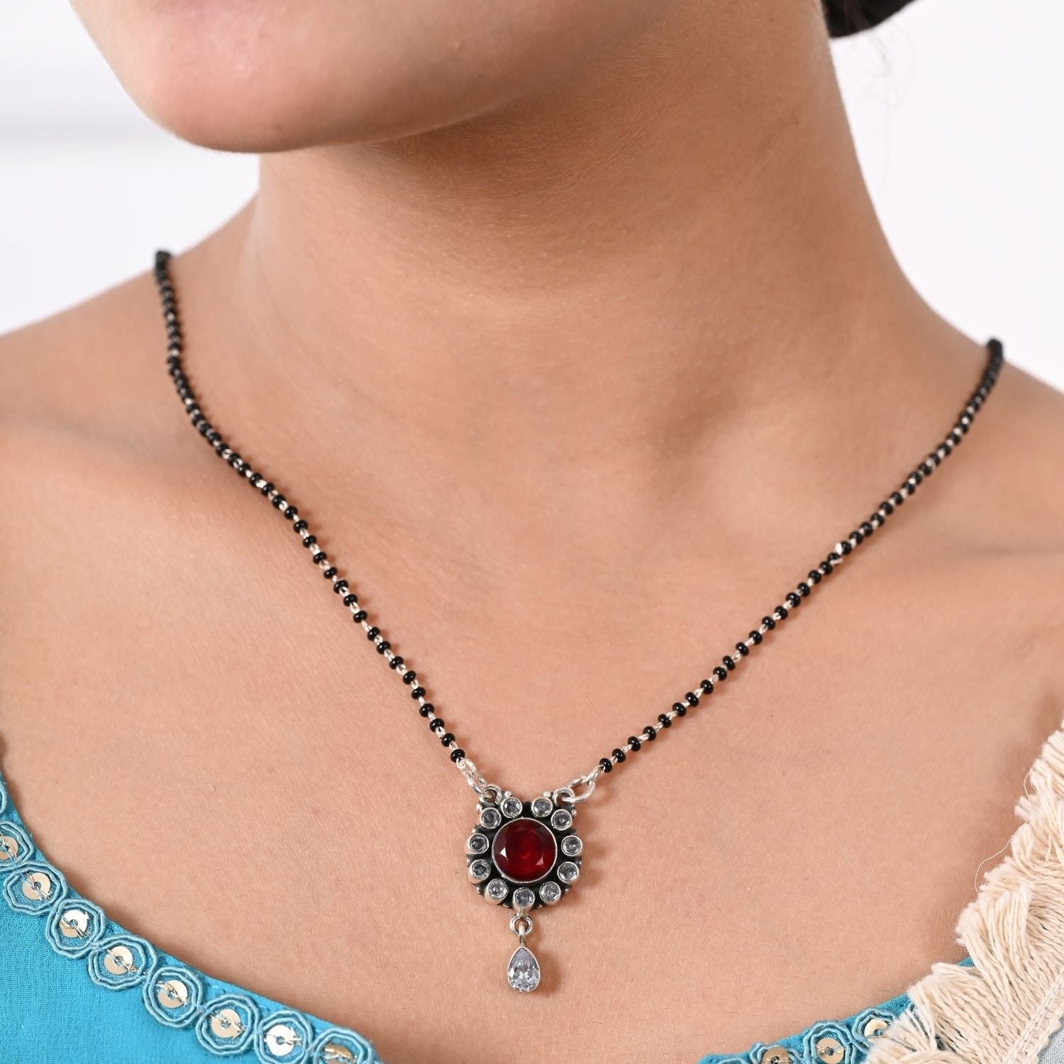 Vintage Ruby Mandala Mangalsutra Pendant