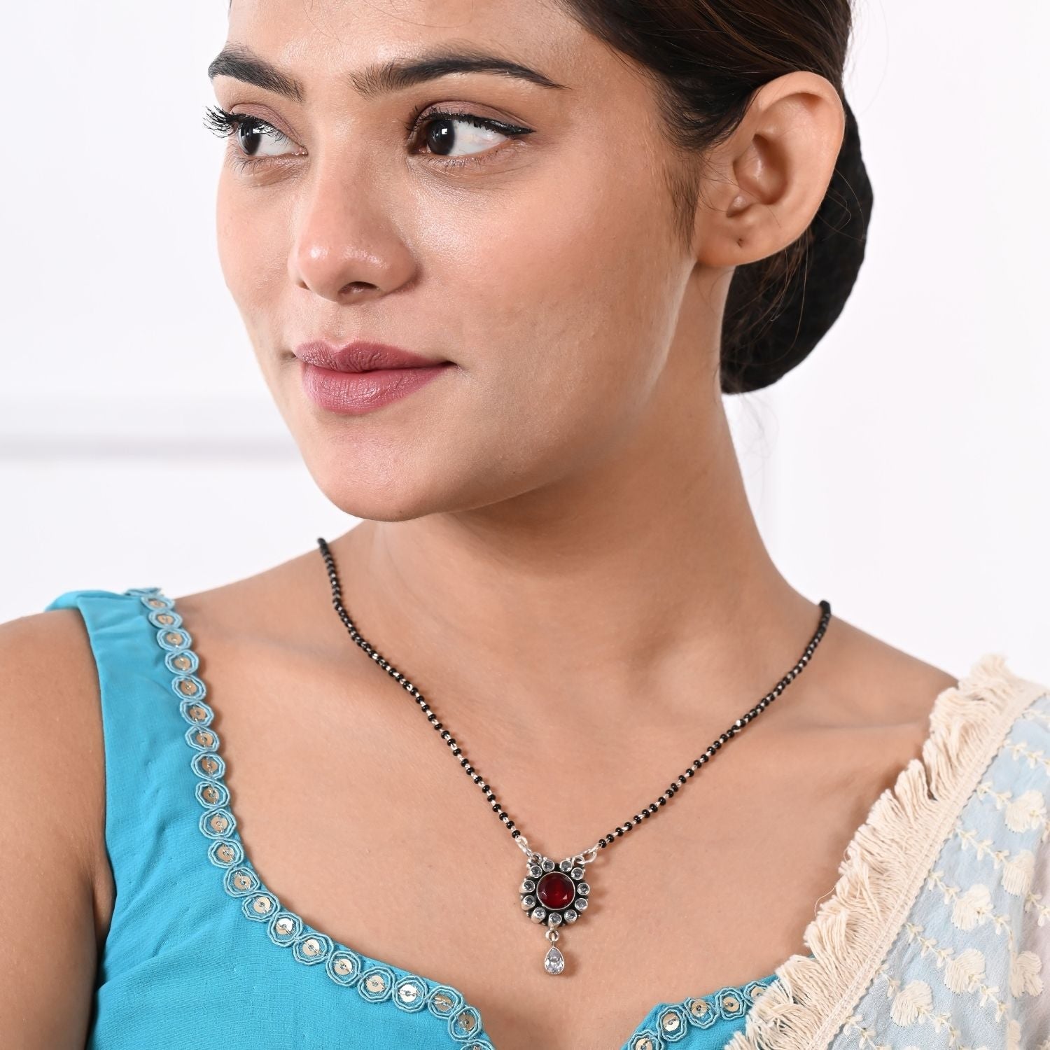 Vintage Ruby Mandala Mangalsutra Pendant