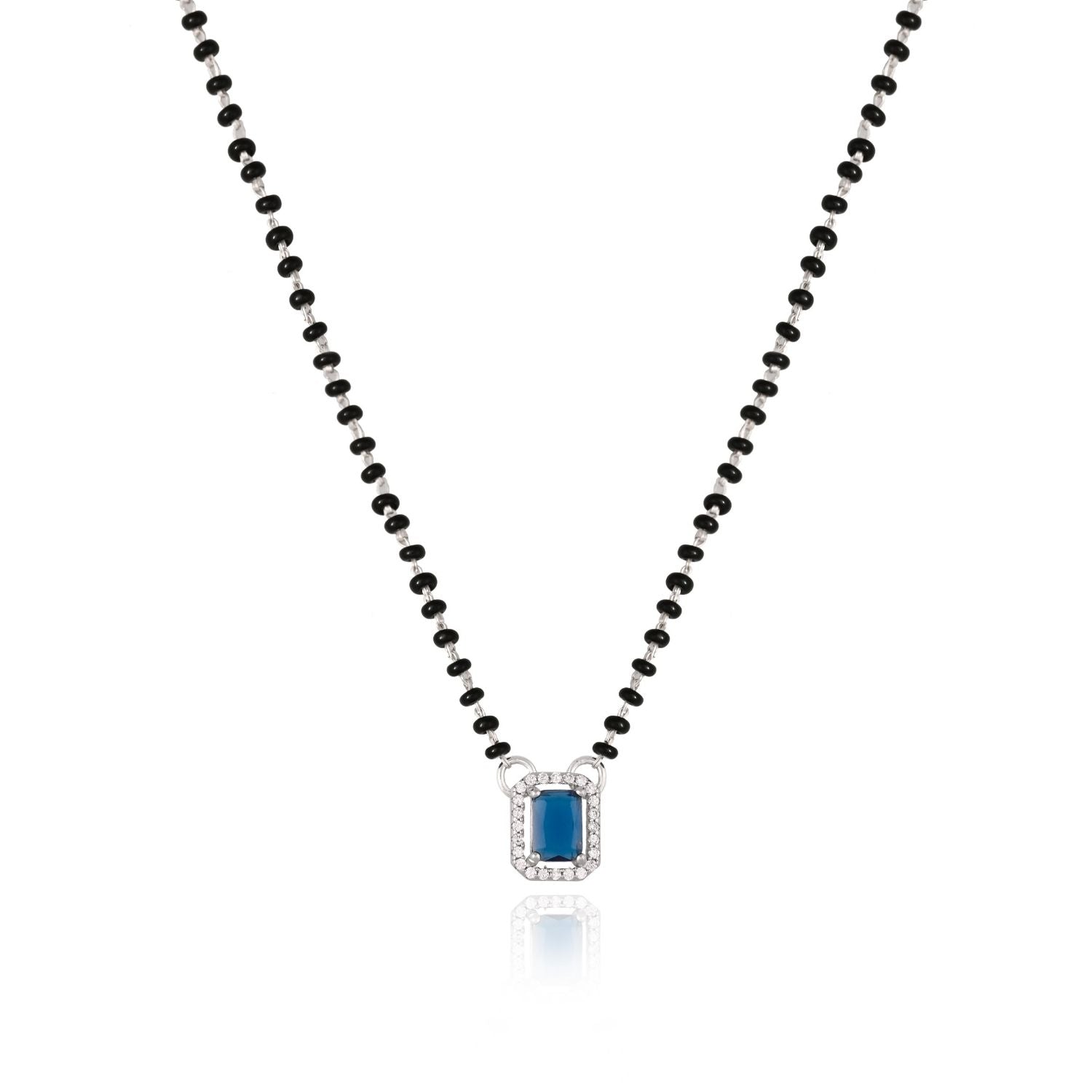 Black-bead Mangalsutra pendant set with matching earrings