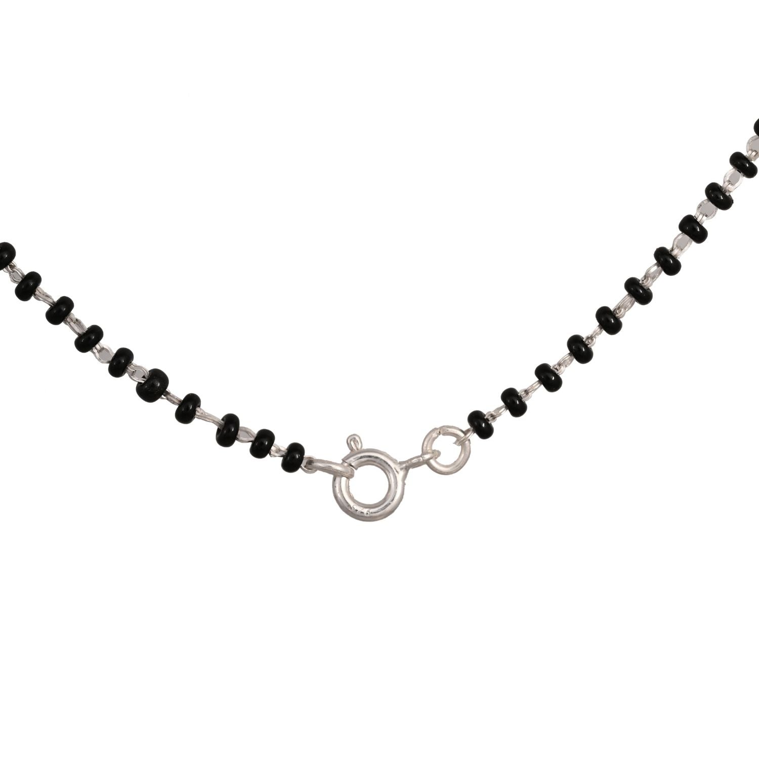 Black-bead Mangalsutra pendant set with matching earrings