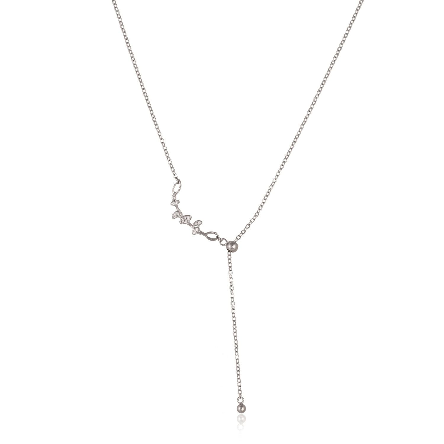 Cubic-zirconia floral vine pendant necklace