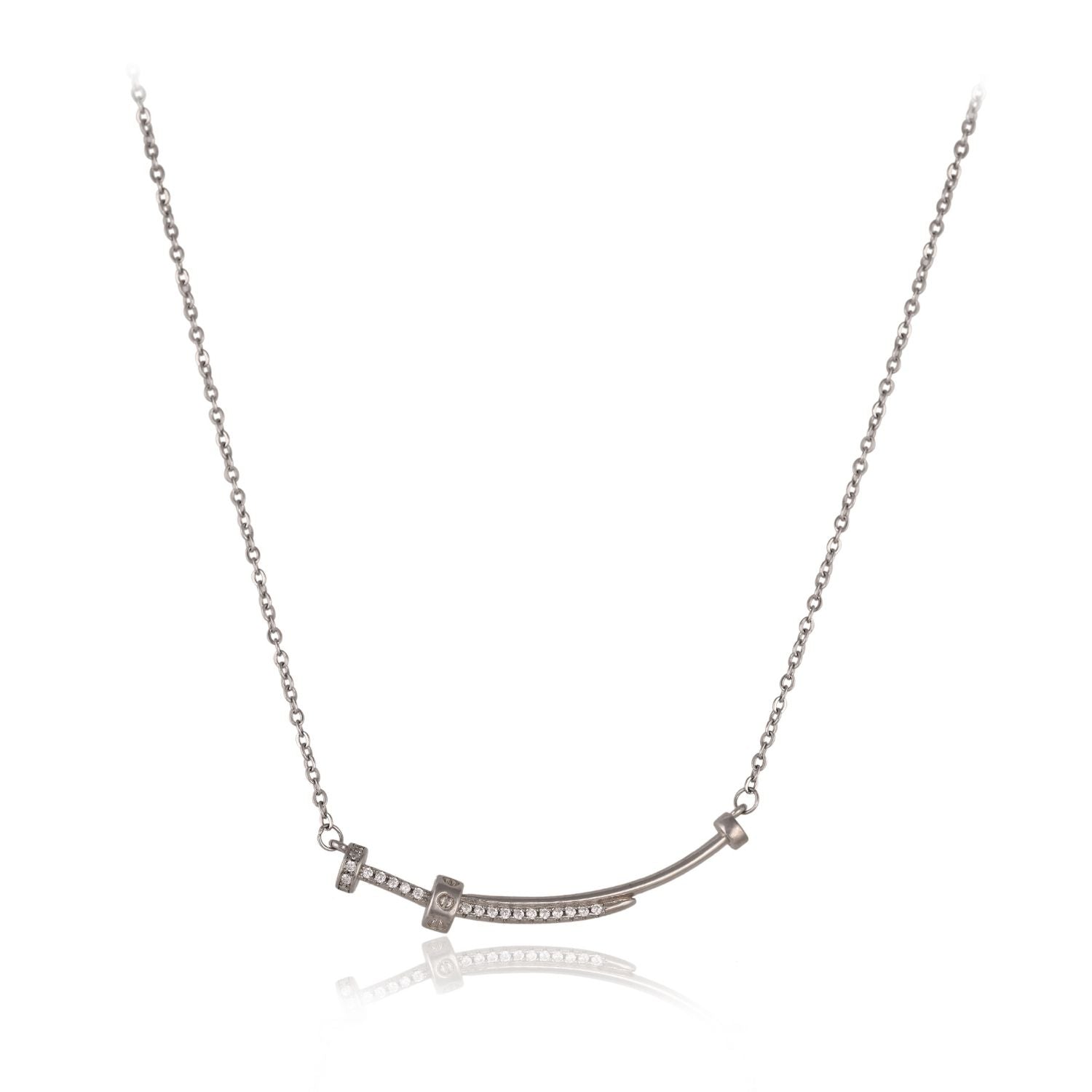 Barbell-inspired pendant necklace