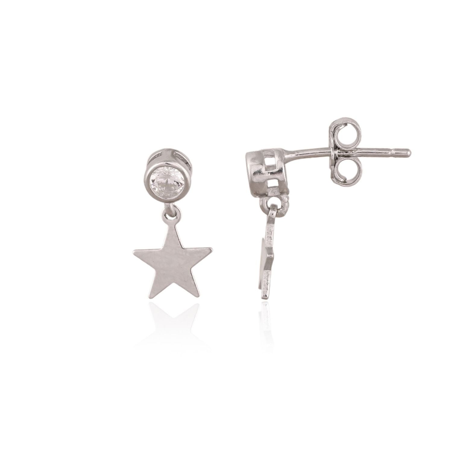 Star-and-crystal charm necklace and earring set