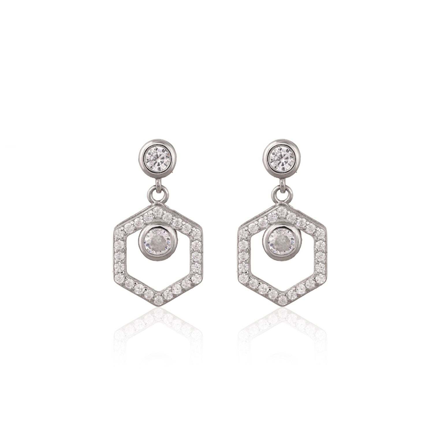 Spiral halo crystal necklace and earring set