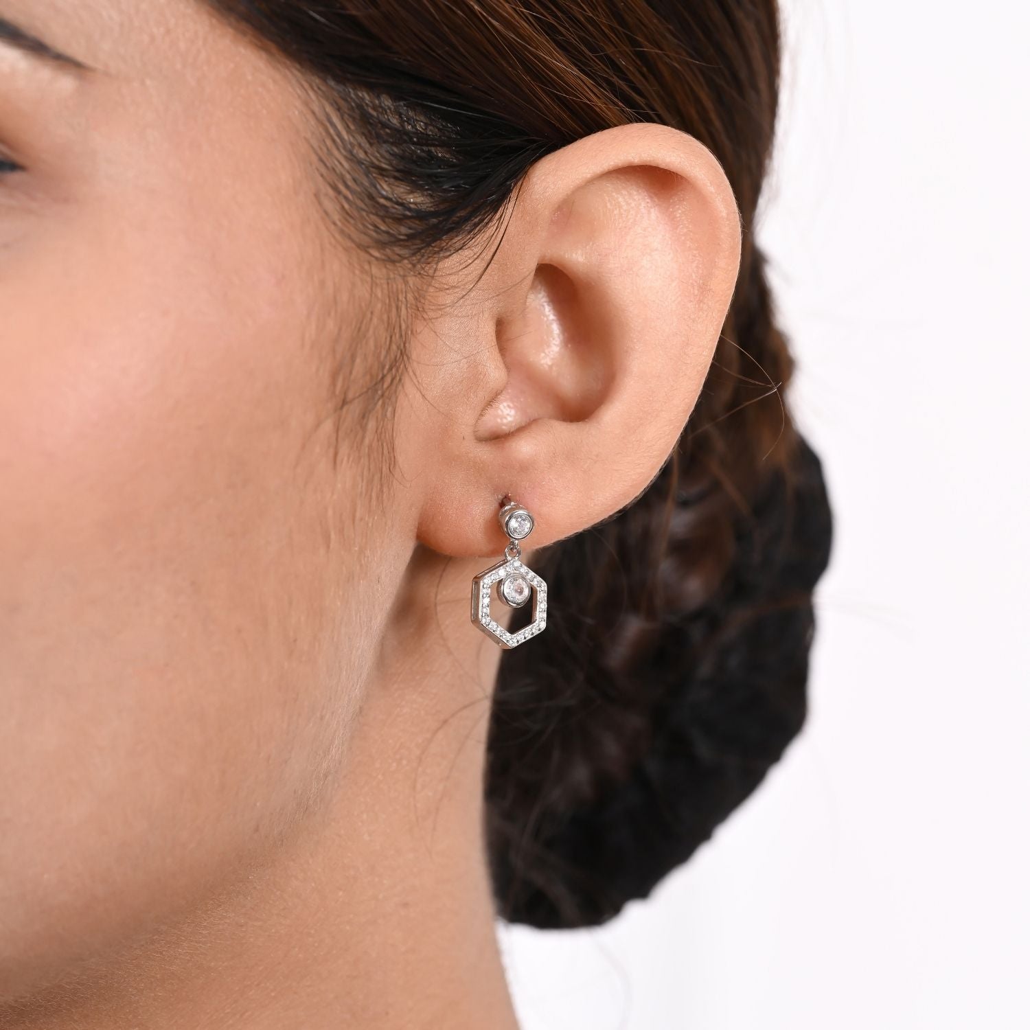 Spiral halo crystal necklace and earring set