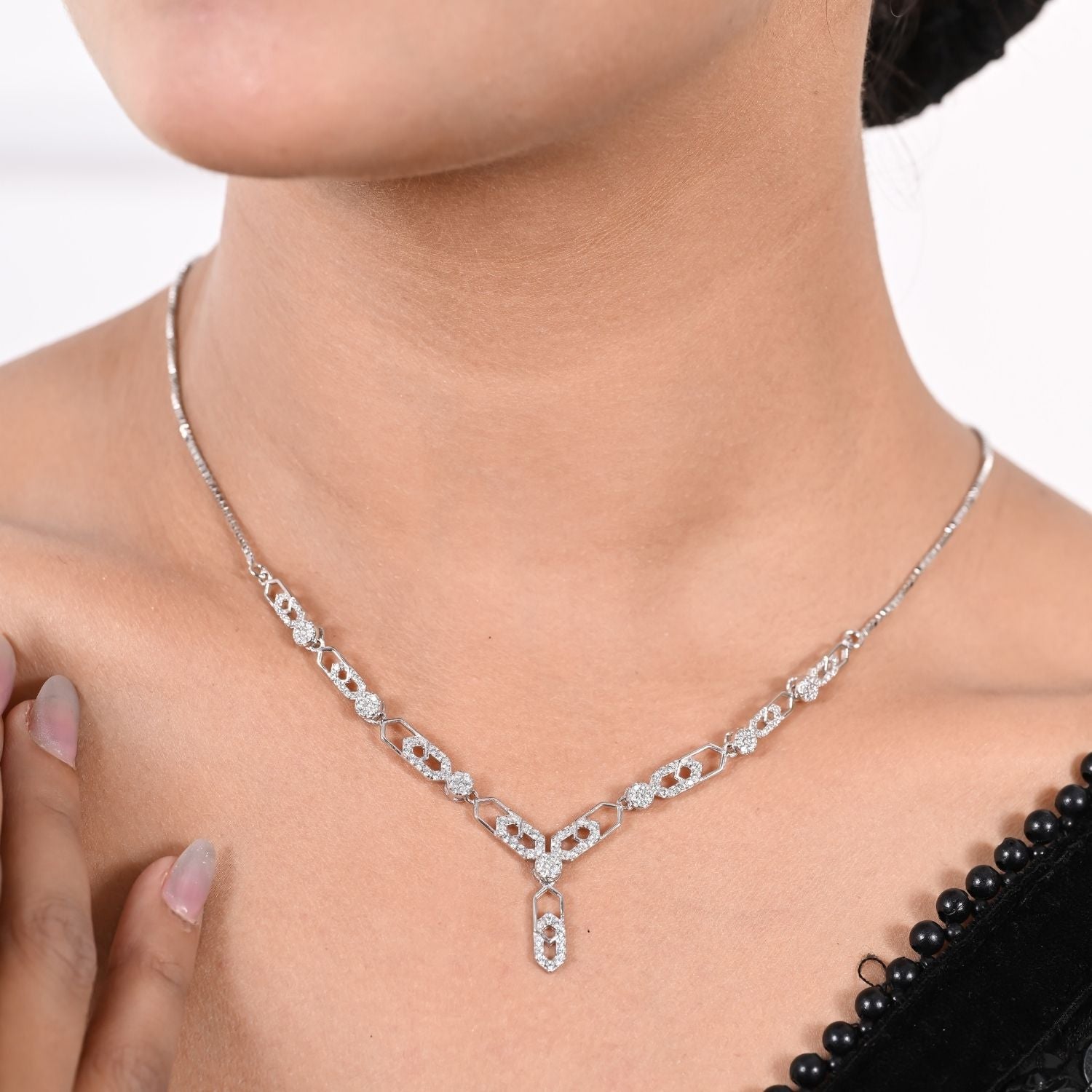 Crystal link-drop necklace set