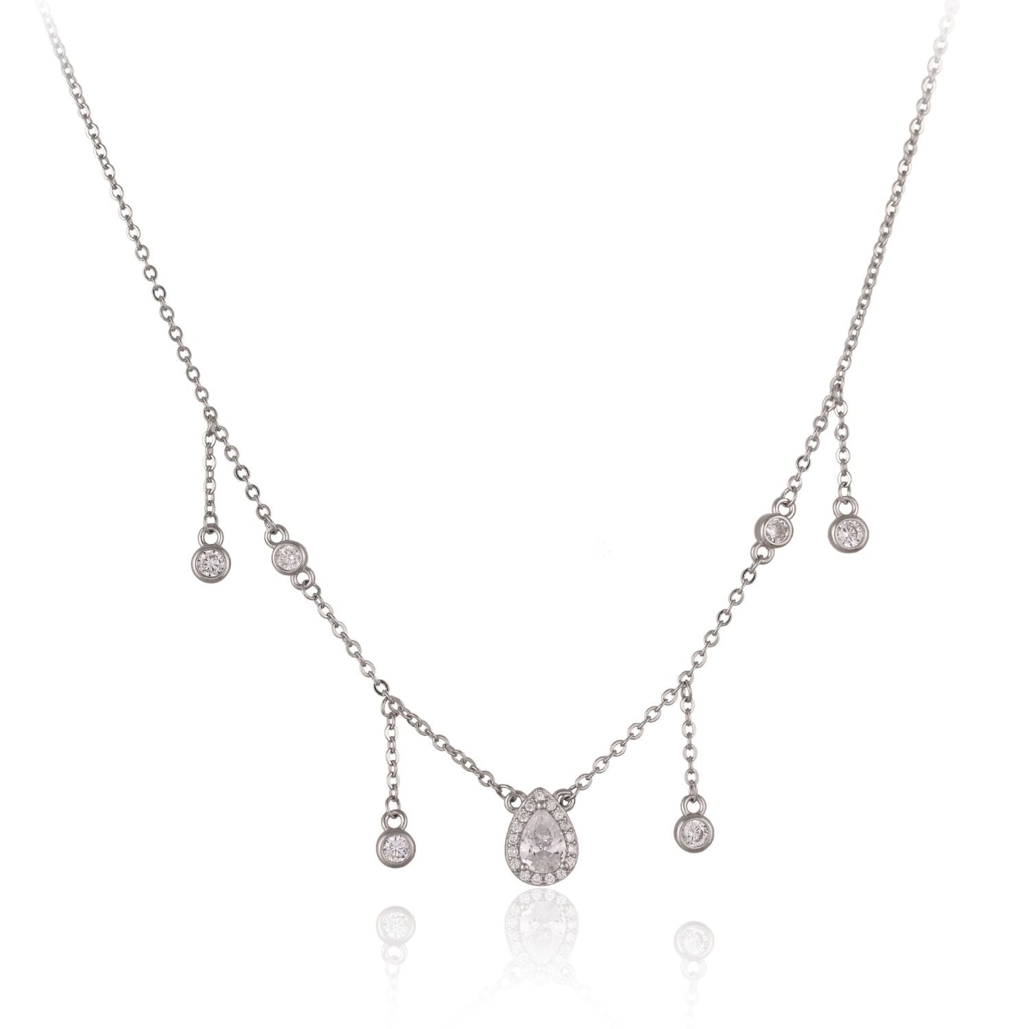Mini halo-drop necklace and stud earring set