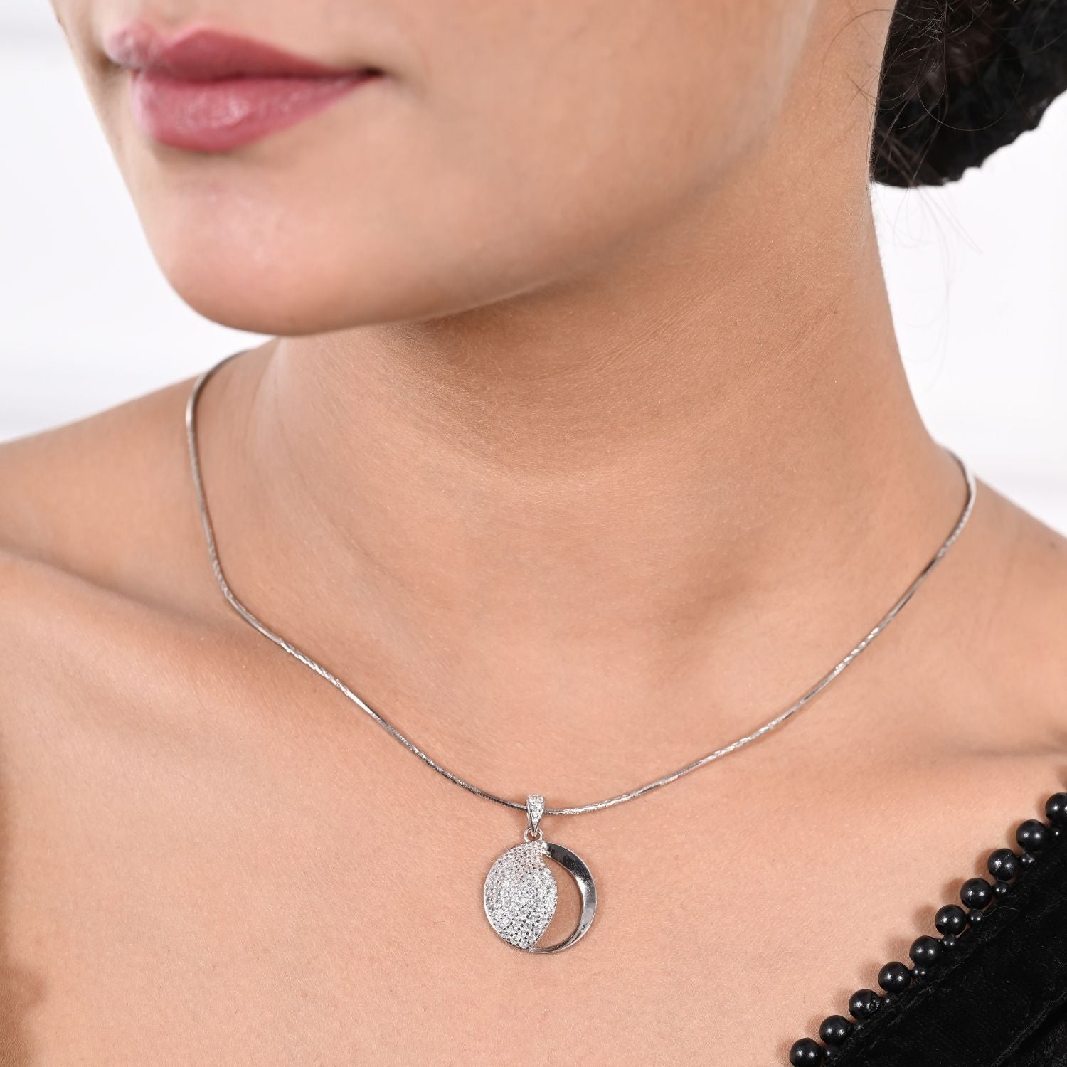 Pave-crystal pendant and stud earring set