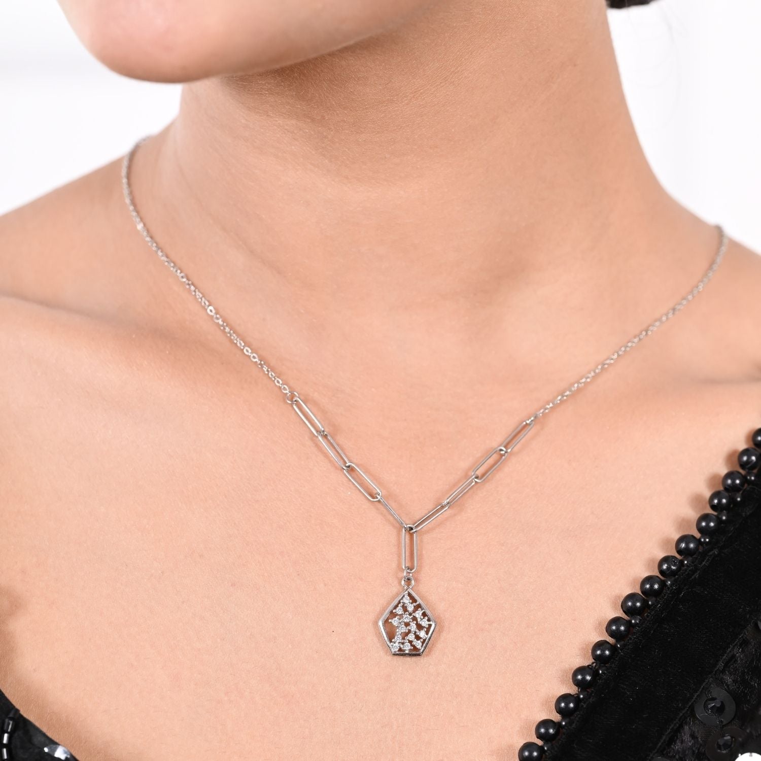 Minimalist Silver with Geometric Charm