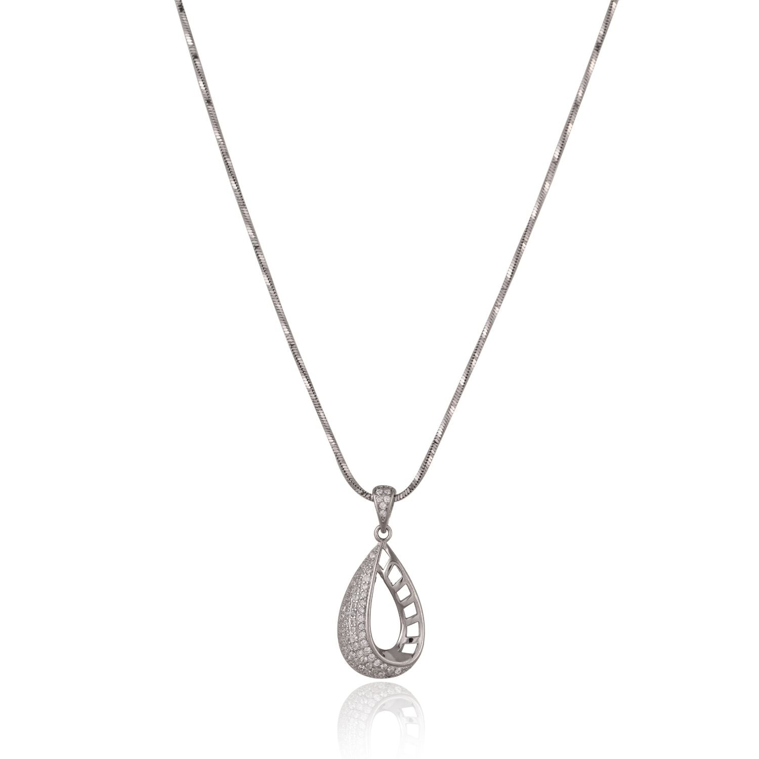 Elegant Teardrop Silver Necklace Set