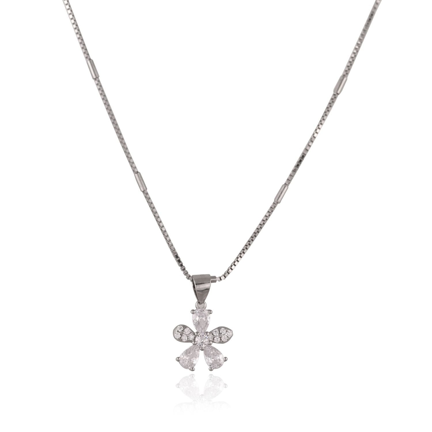 Floral crystal pendant and earring set