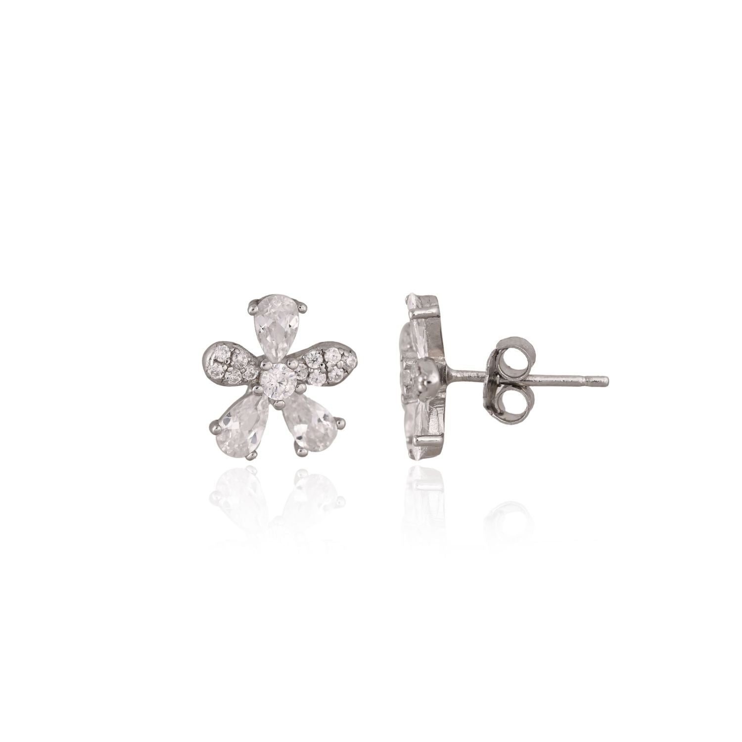 Floral crystal pendant and earring set