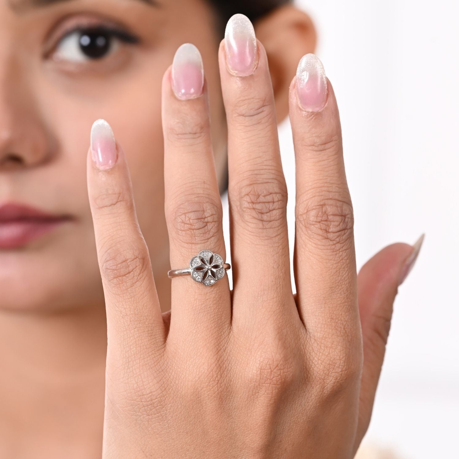 Floral filigree petal ring