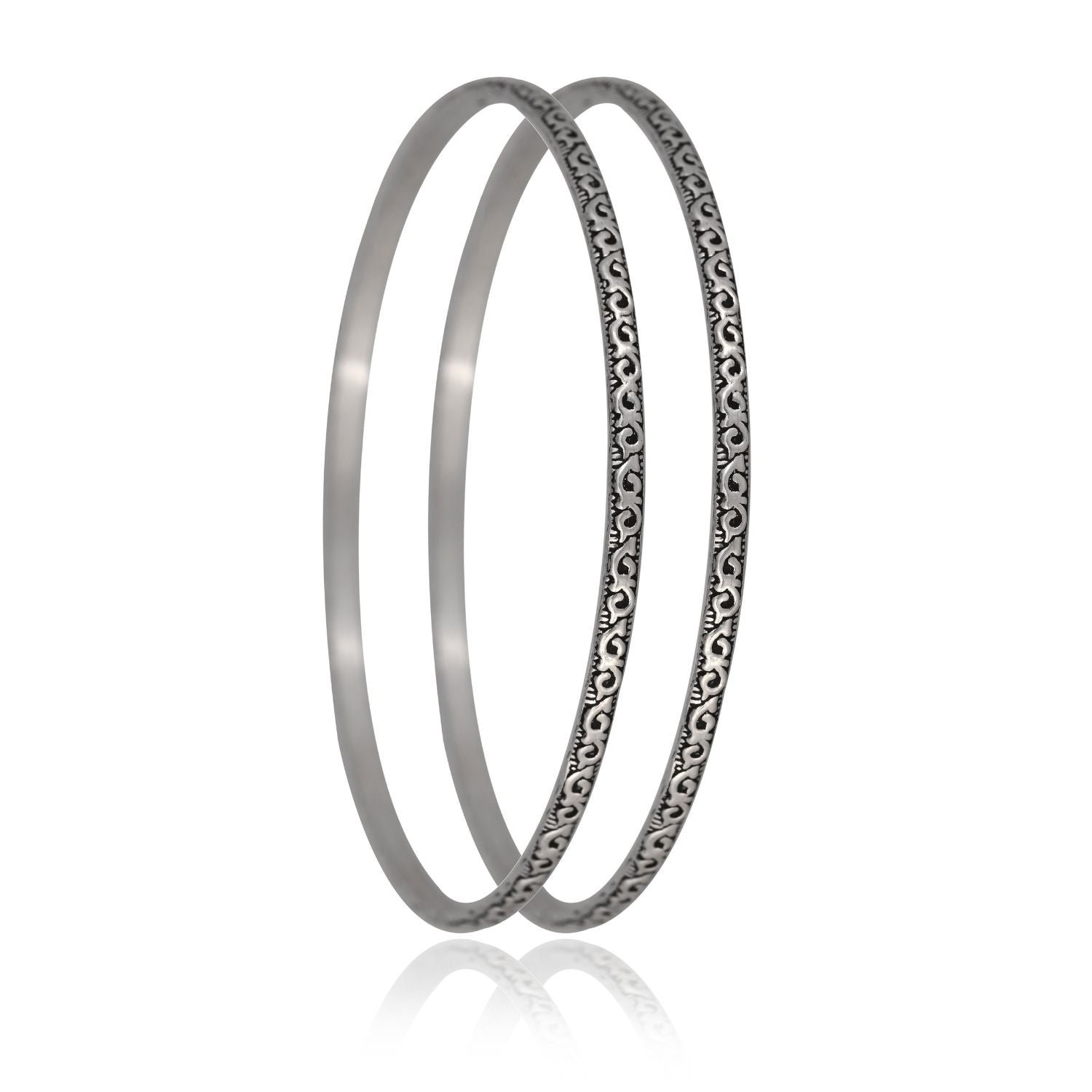 Silver Scallop-Edge Classic Bangles