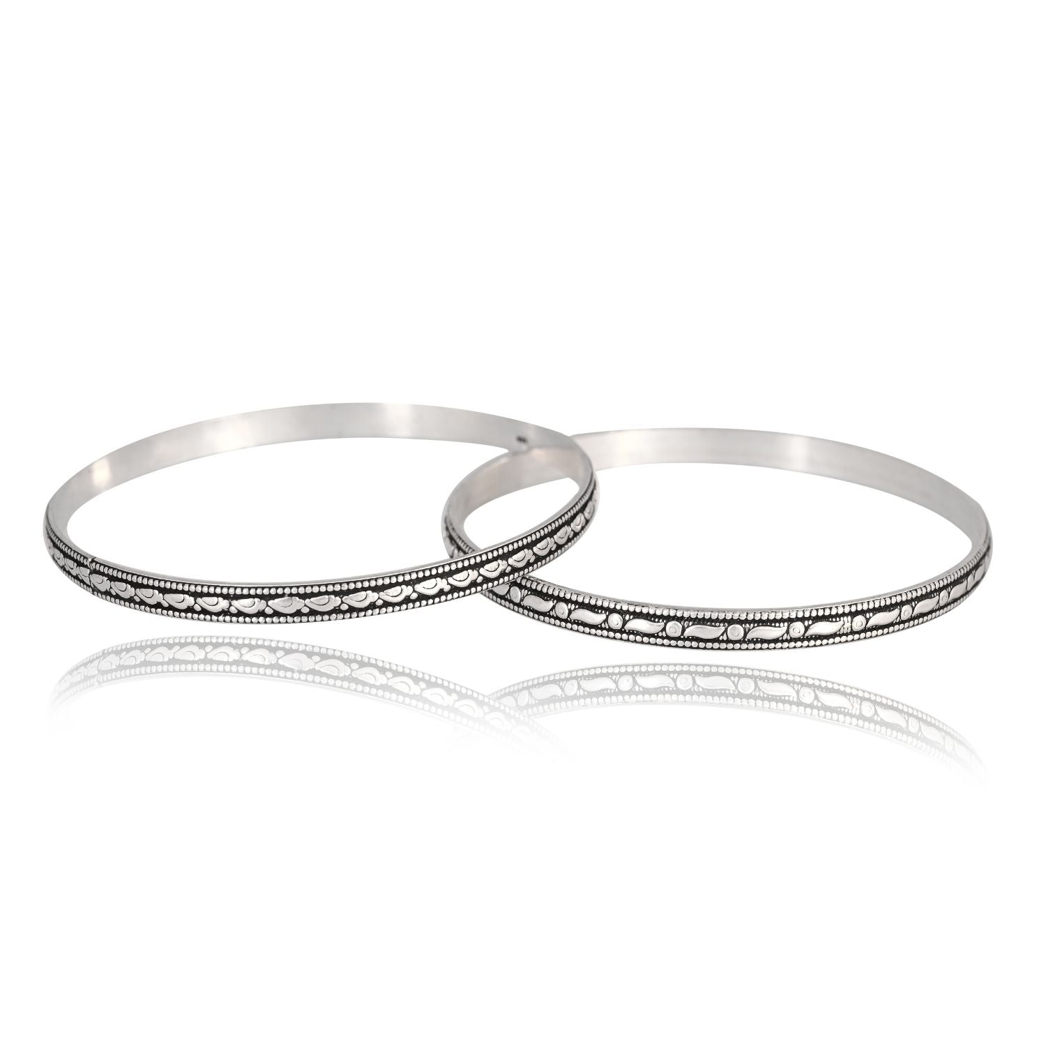 Oxidised Floral-Etched Bangles