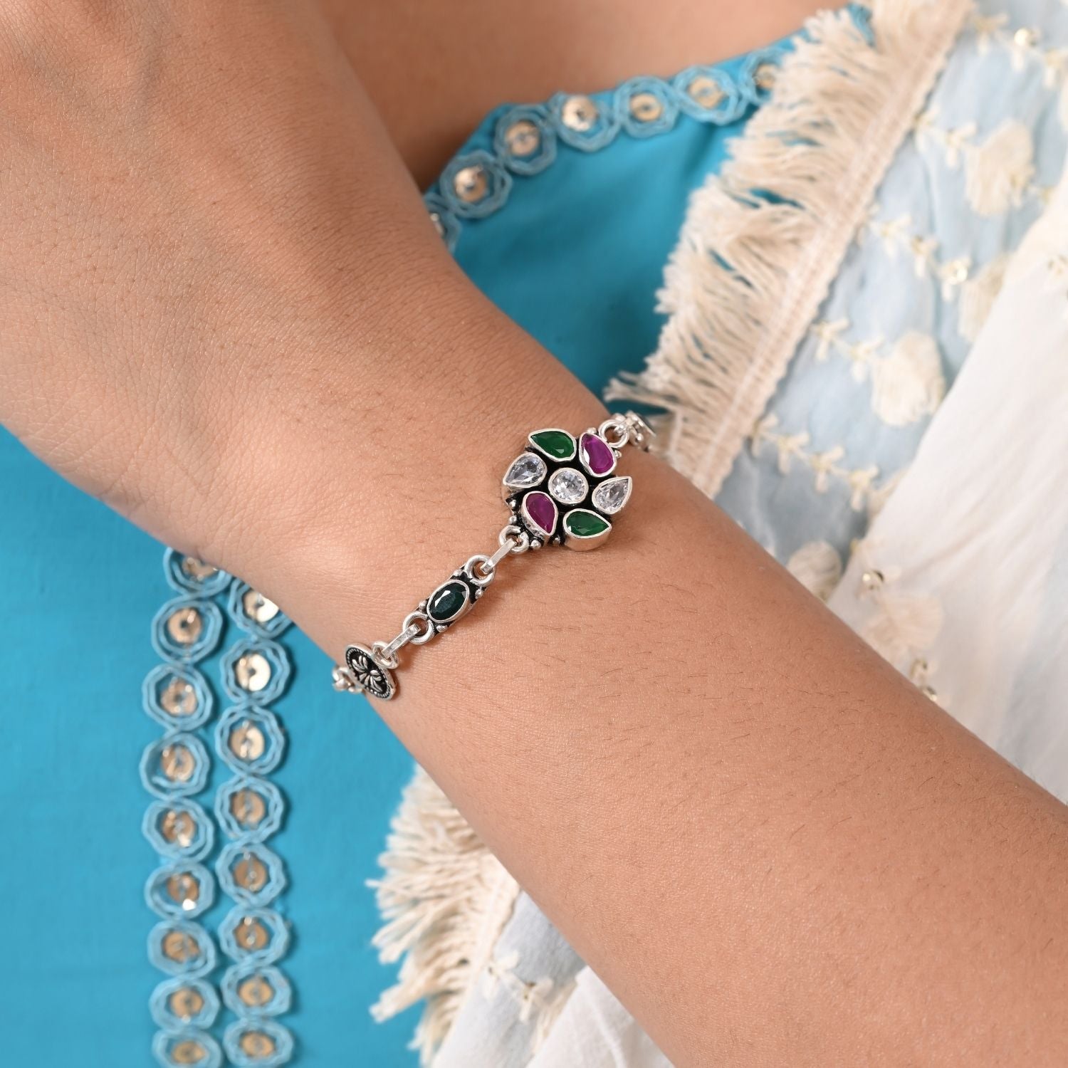 Meenakari Bloom Charm Bracelet
