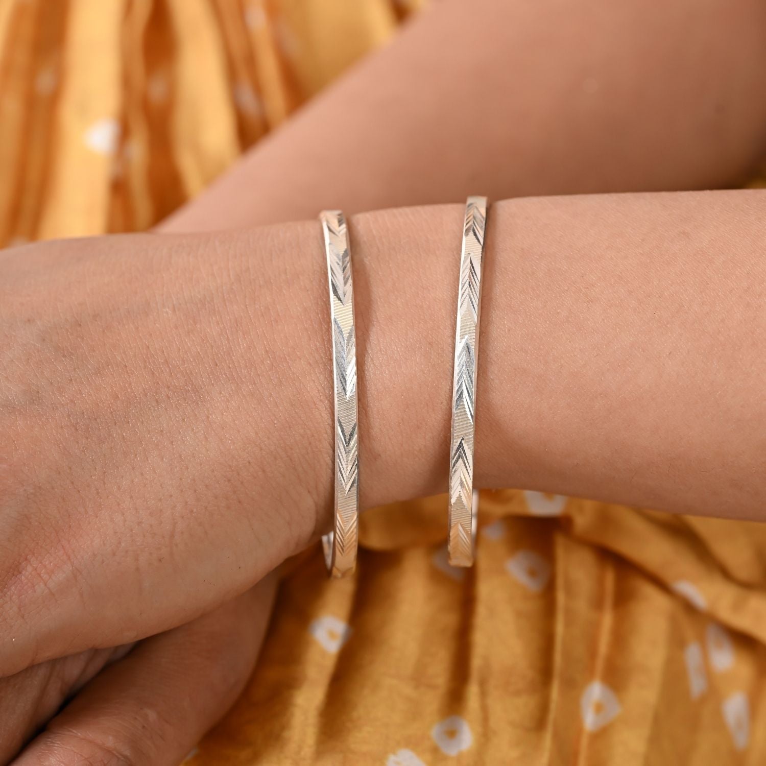 Twist-Edge Silver Bangle