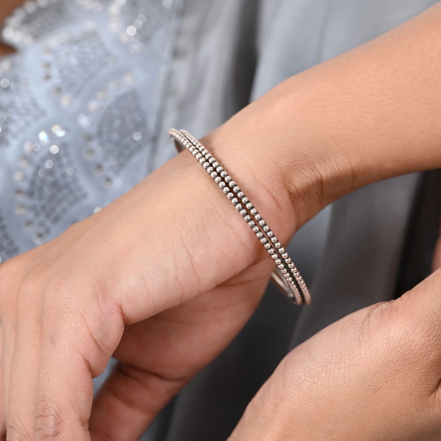 Frostline Etched Bangle