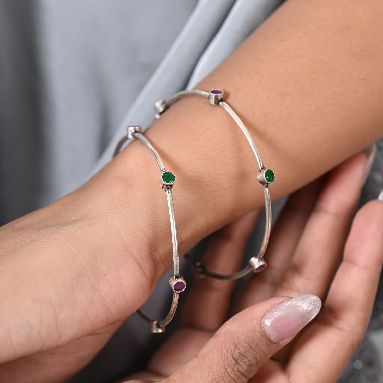 Dual-Tone Gemline Bangles