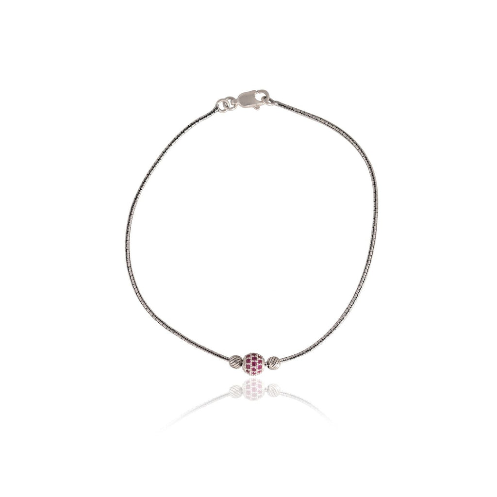 Stone-studded silver anklets