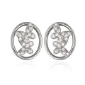 Silver Crystal Butterfly Oval Stud