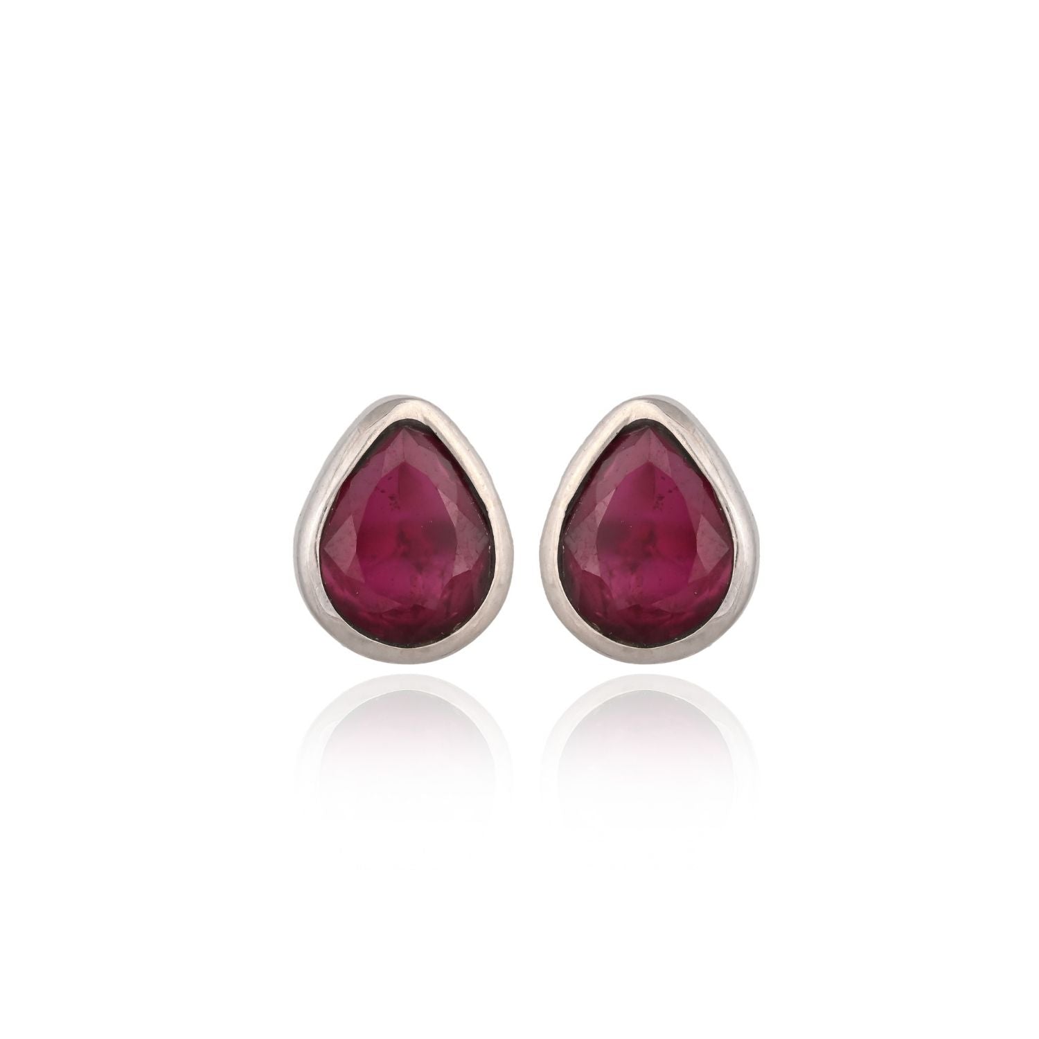 Ruby Teardrop Stud Earrings