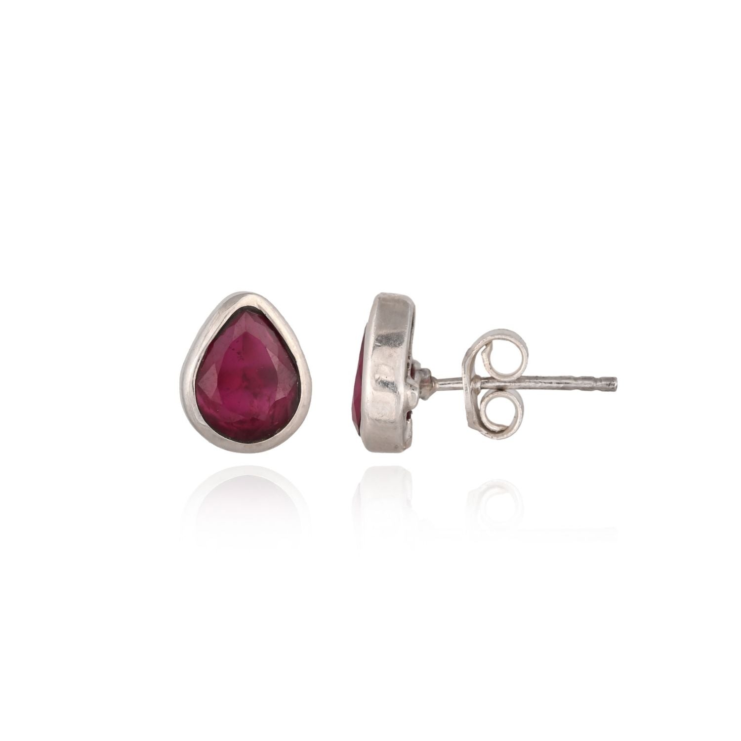 Ruby Teardrop Stud Earrings