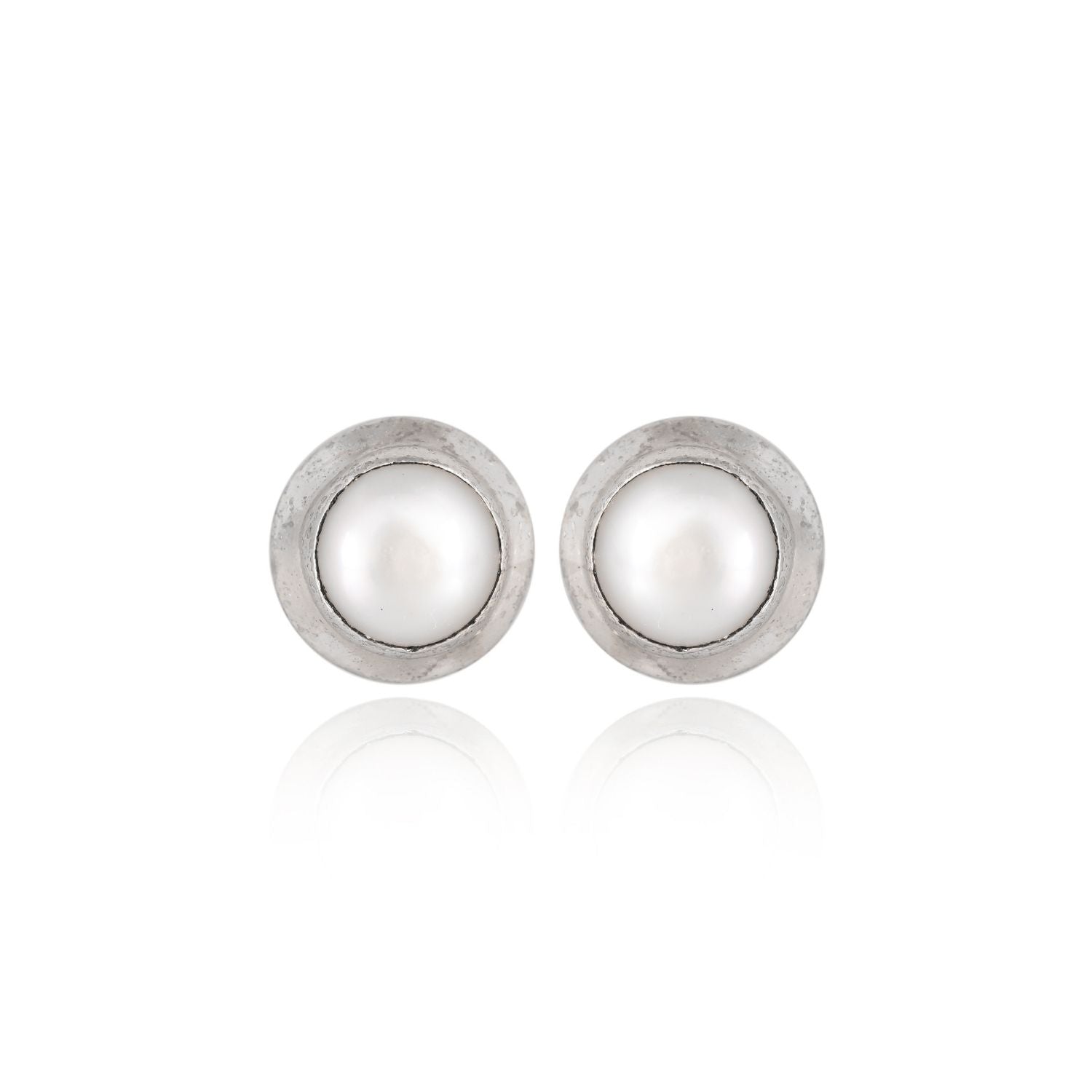 Classic Silver Pearl Stud Earrings