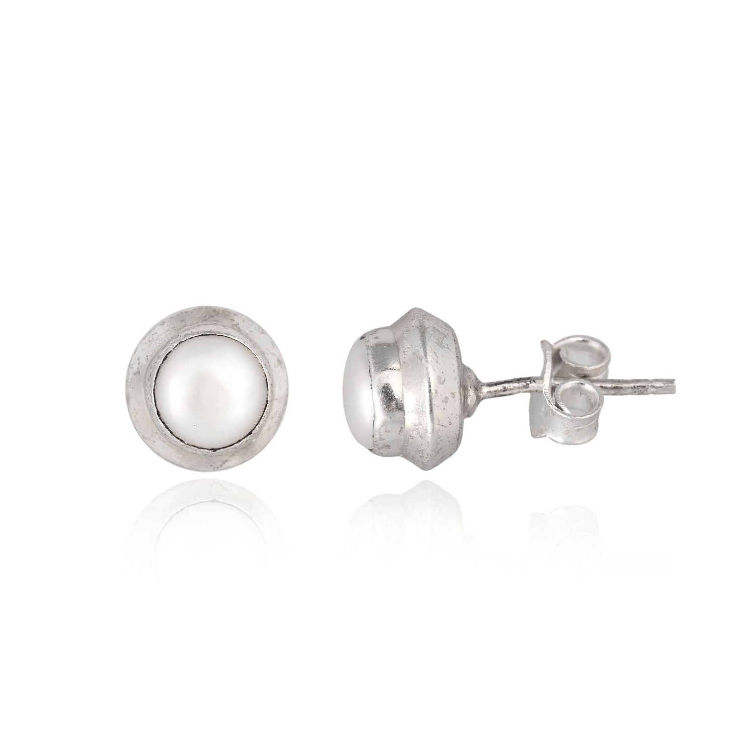 Classic Silver Pearl Stud Earrings