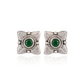 Vintage Silver Green-Stud Tribal Stud Earring
