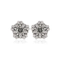 Floral Mirror-Work Oxidized Silver Stud