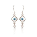 Silver Evil-Eye Flower Drop Earring