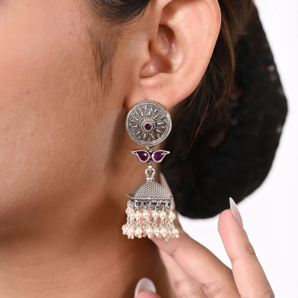 Antique Floral Dome Jhumkas