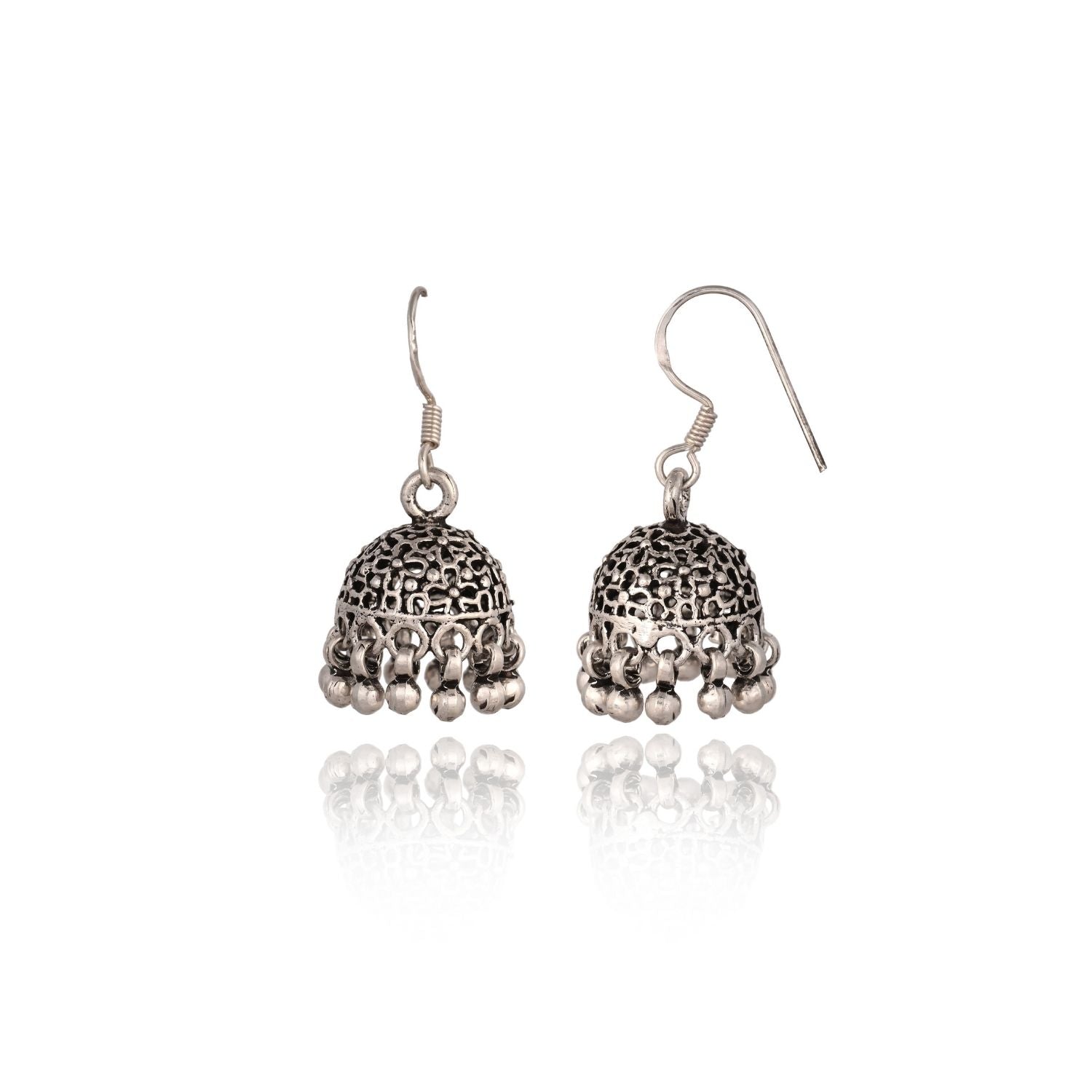 Classic Silver Filigree Jhumkas