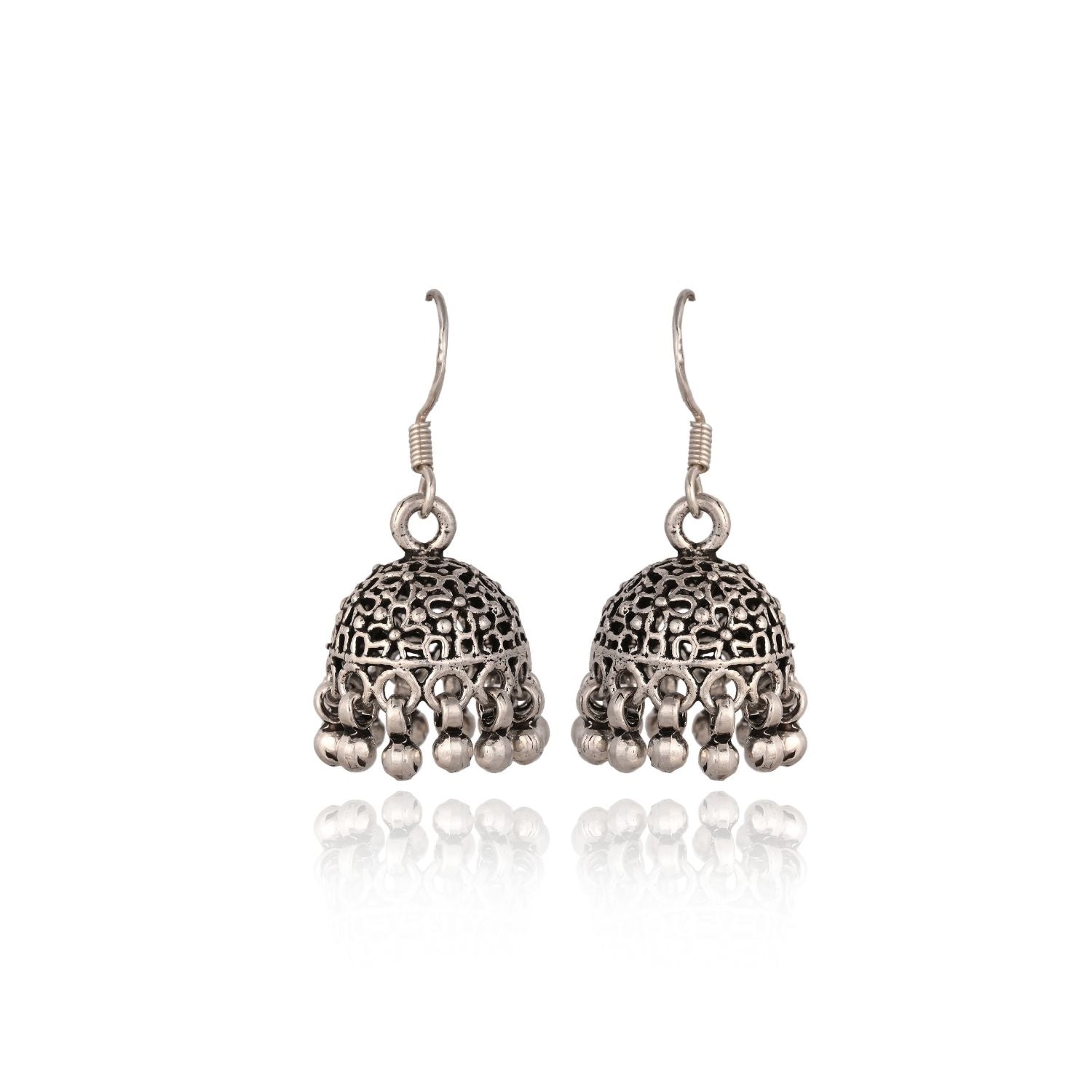 Classic Silver Filigree Jhumkas