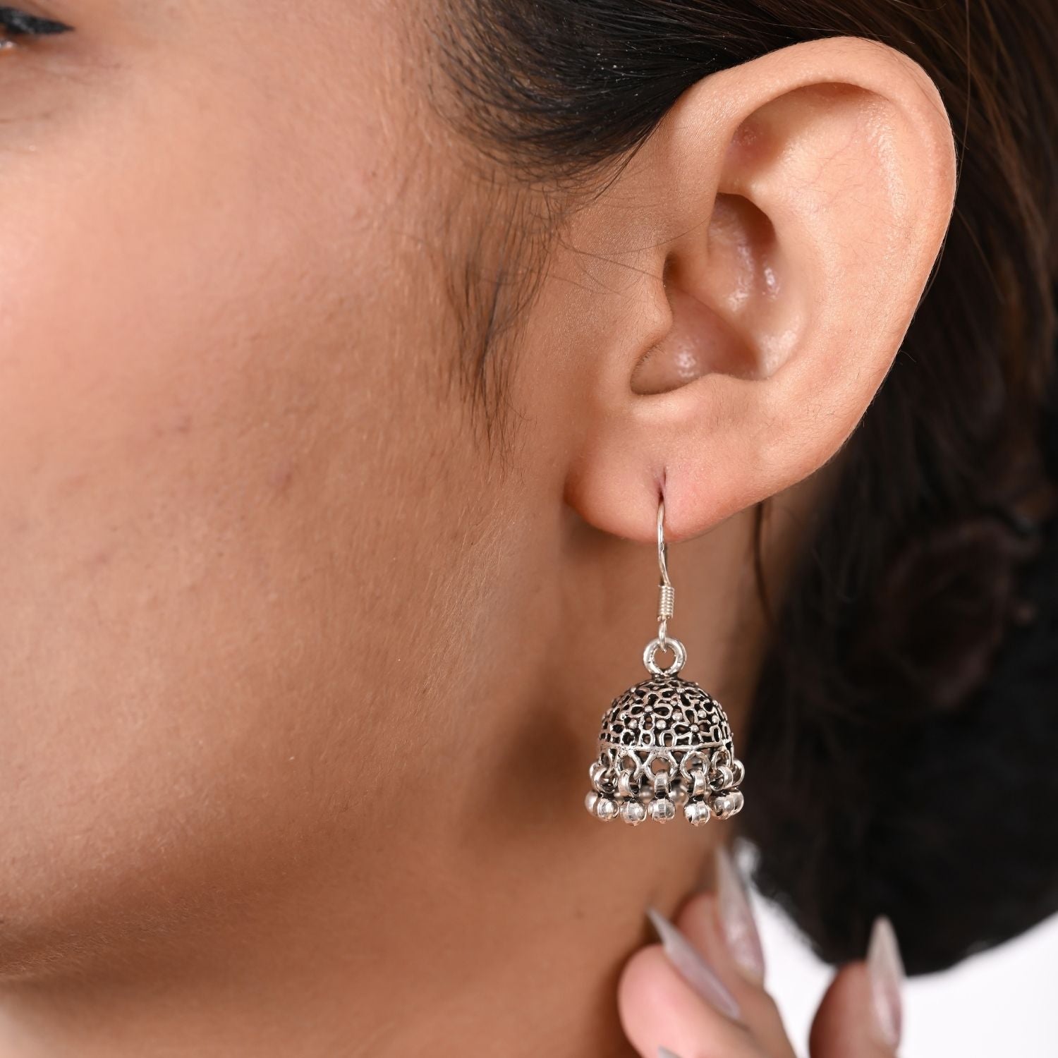 Classic Silver Filigree Jhumkas