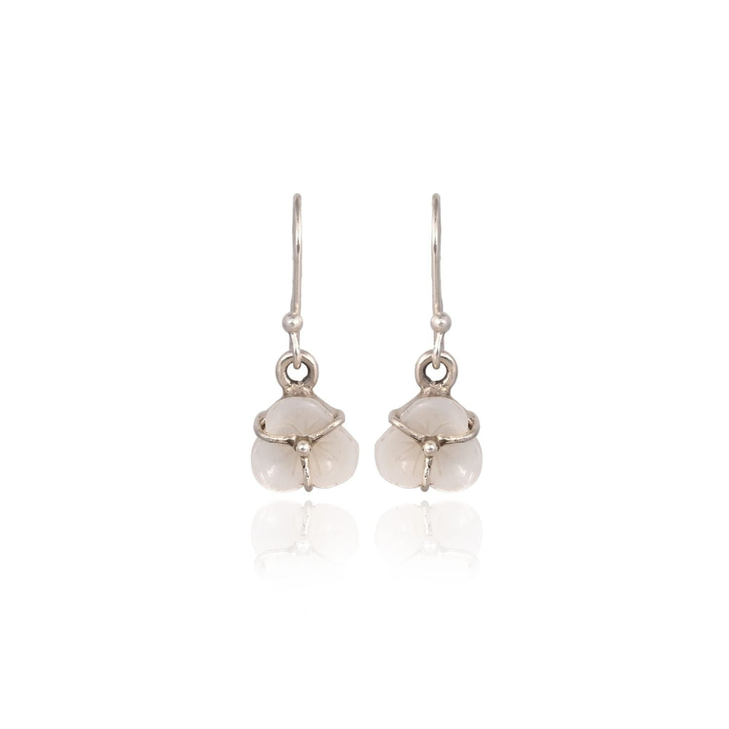 Mother-of-Pearl Floral Silver Drop Earring