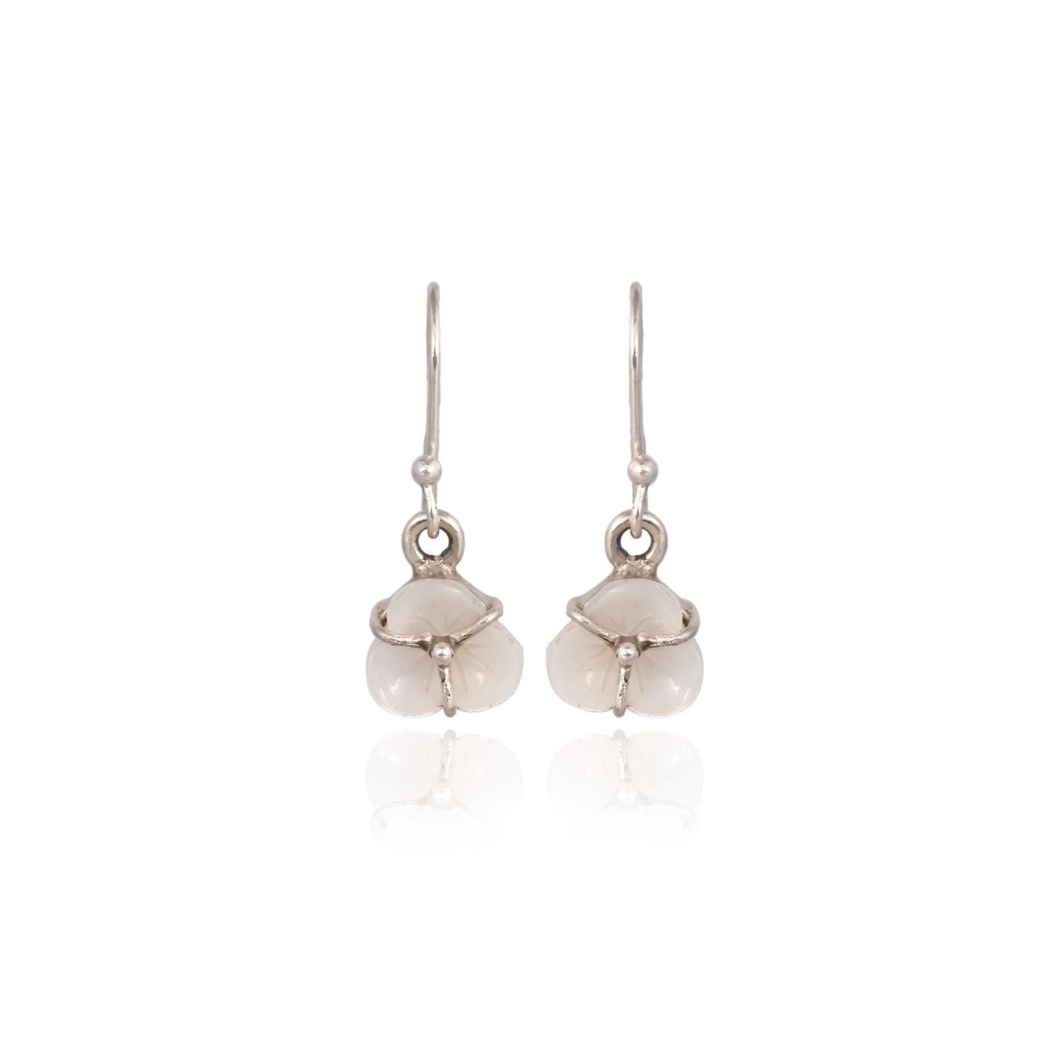 Mother-of-Pearl Floral Silver Drop Earring