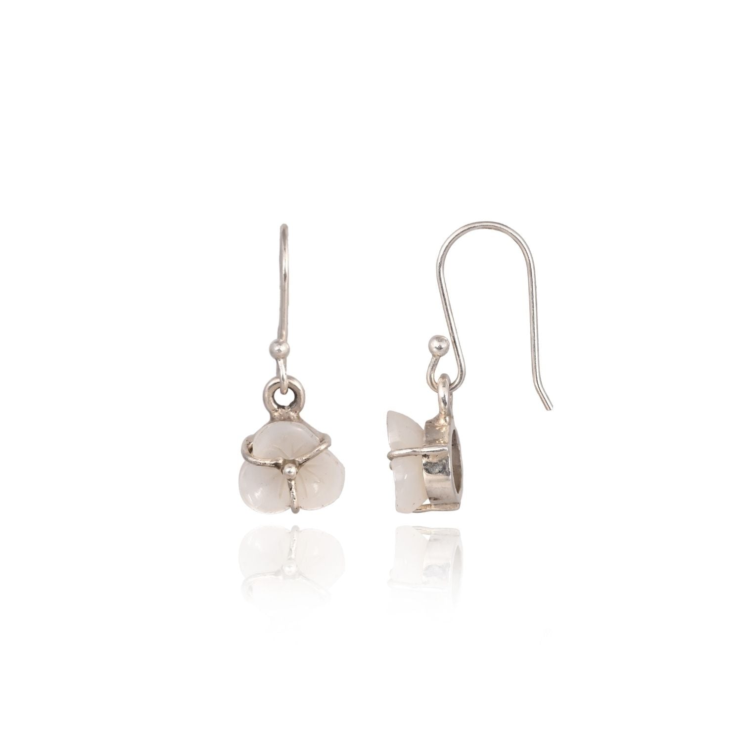Mother-of-Pearl Floral Silver Drop Earring