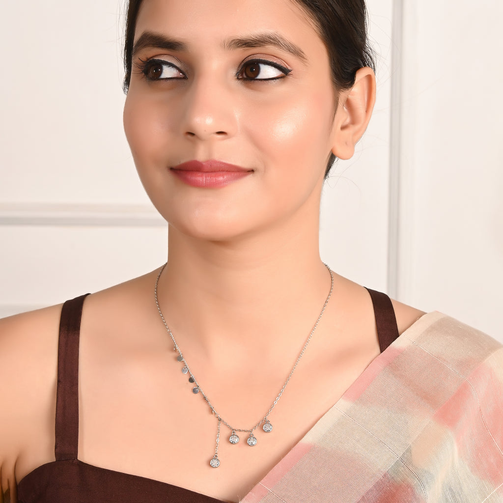 Oval Shaped Charm Drop Necklace