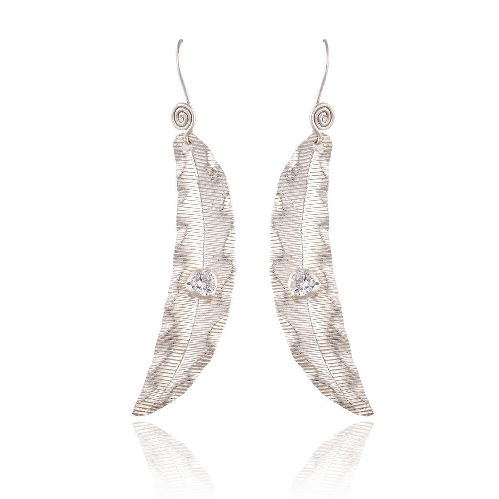Silver Leaf Statement Earrings