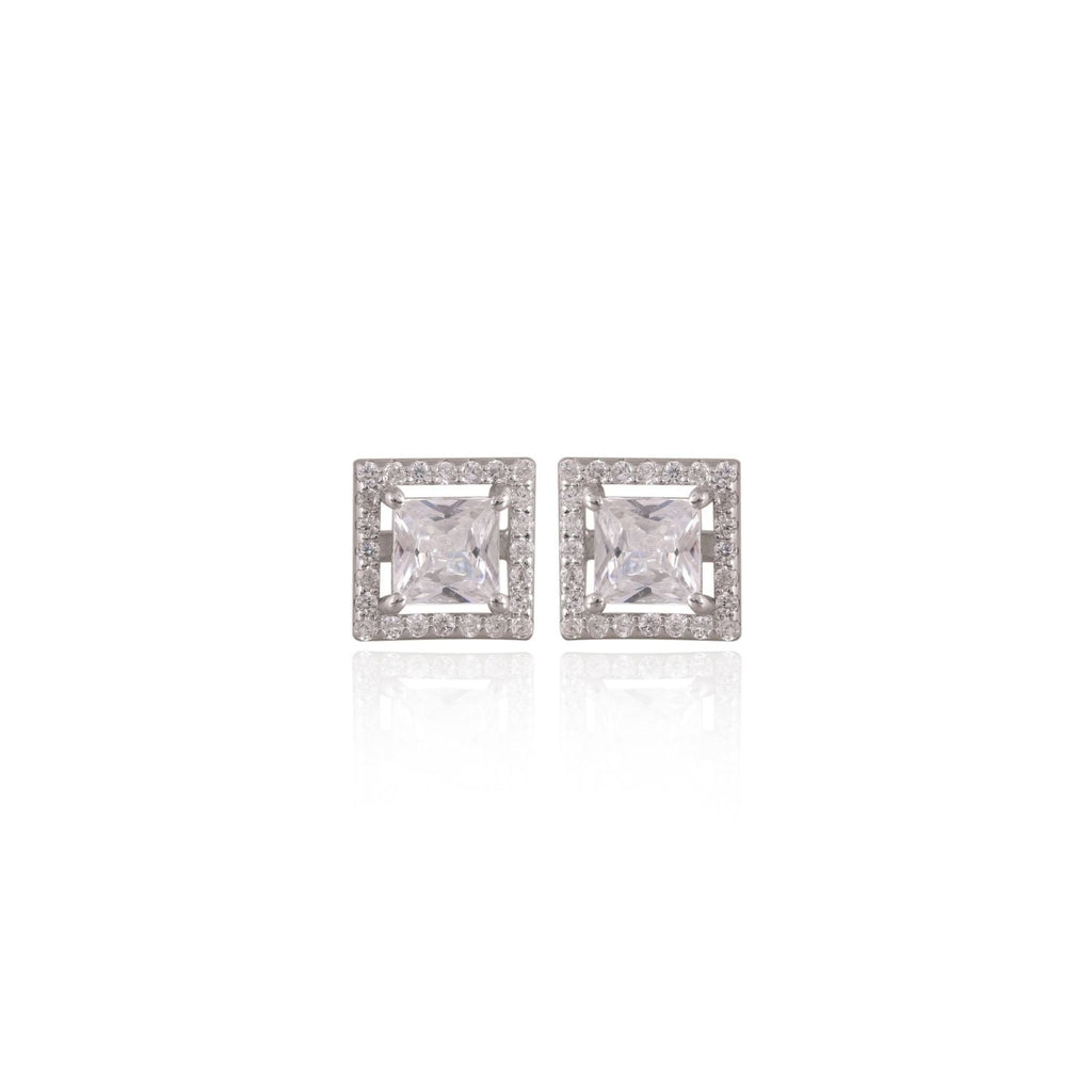 Square-stone Mangalsutra pendant set with matching earrings