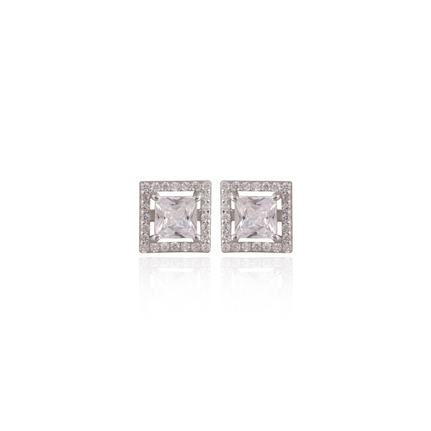 Square-stone Mangalsutra pendant set with matching earrings