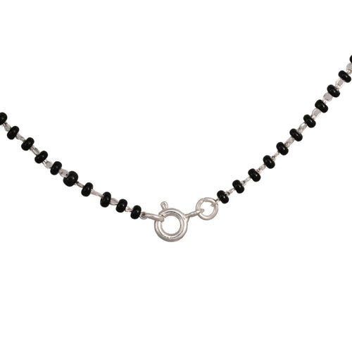 Black-bead Mangalsutra pendant set with matching earrings