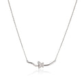 Curved-bar pendant necklace with an angel-wing charm