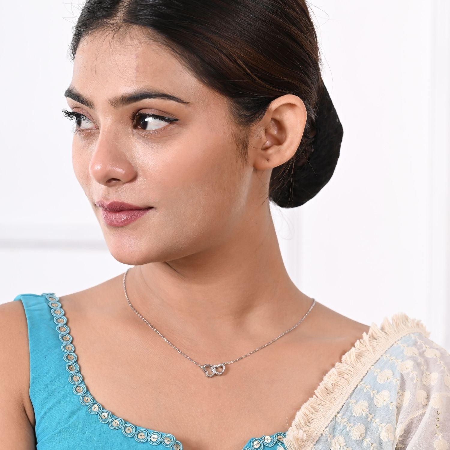 Double-heart pendant necklace