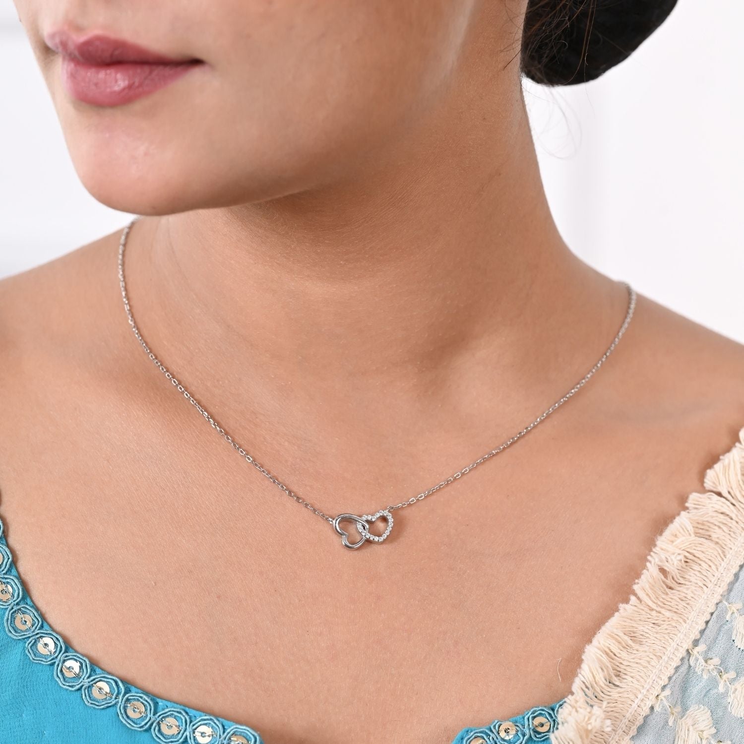 Double-heart pendant necklace